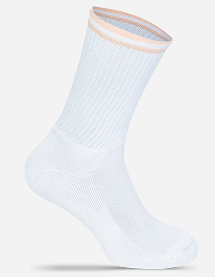 Premium Tennis-Socken MRS5008 in White/Peach – individualisierbare Socken für Firmen und Vereine