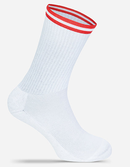 Premium Tennis-Socken MRS5008 in White/Red – individualisierbare Socken für Firmen und Vereine